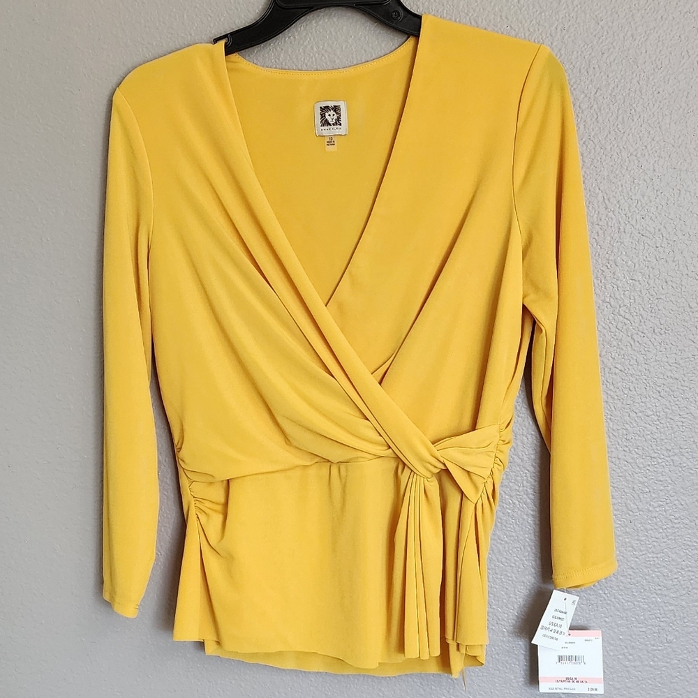 ANNE KLEIN 3/4 SLEEVE YELLOW TOP/ SIZE 10